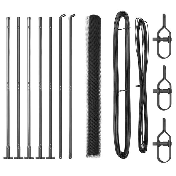 vidaXL Afrasteringspaal Grijs 10 x 1,4 m (25 mm gaas) Staal en PVC