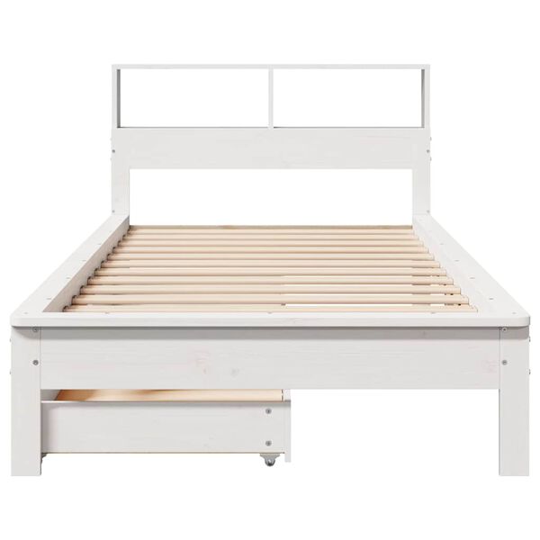 vidaXL Bed met boekenkast zonder matras grenenhout wit 90x190 cm