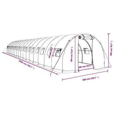 vidaXL Tuinkas met stalen frame 54 m² 18x3x2 m groen