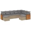 vidaXL 9-delige Loungeset met kussens poly rattan beige
