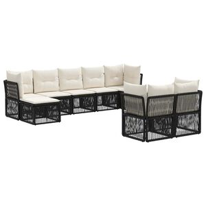 vidaXL Tuinbankenset 9 pcs Zwart poly rattan