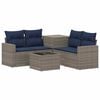 vidaXL Bankstel 6 st Grijs en Marineblauw Poly Rattan en Staal