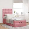 vidaXL Ottoman bed met matrassen en LED's 100x200cm fluweel roze