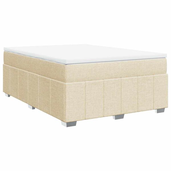 vidaXL Boxspring met matras stof cr&egrave;mekleurig 140x190 cm