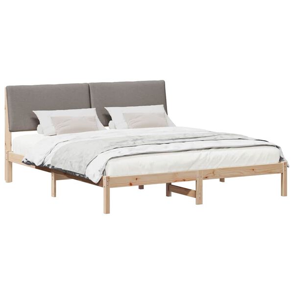 vidaXL Bedframe Bruin en taupe 200 x 200 cm Massief grenenhout