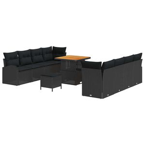 vidaXL Tuinbankenset 11 st Zwart poly rattan