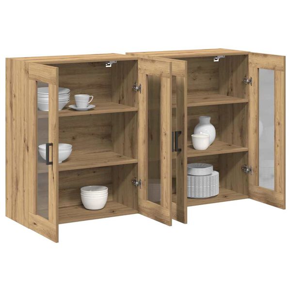 vidaXL Wandkasten 2 pcs Artisan Eiken 69,5 x 34 x 90 cm Bewerkt hout