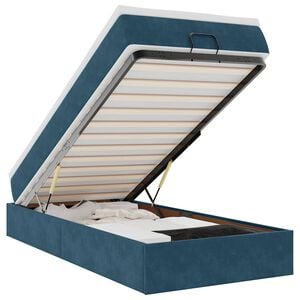 vidaXL Ottoman bed met matras 100x200 cm fluweel donkerblauw