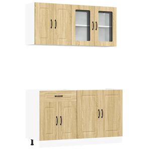 vidaXL 4-delige Keukenkastenset Kalmar bewerkt hout sonoma eikenkleur