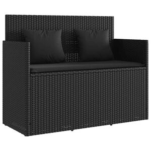 vidaXL Tuinbank met kussens poly rattan zwart