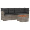 vidaXL 5-delige Loungeset met kussens poly rattan grijs