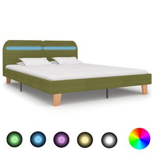 vidaXL Bedframe met LED zonder matras 150x200 cm groen