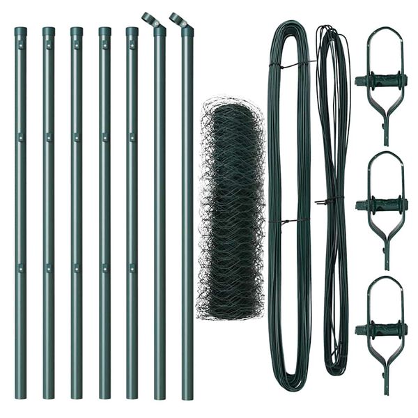 vidaXL Afrasteringspaal Groen 10 x 0,6 m (50 mm gaas) Staal en PVC