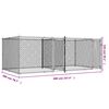 vidaXL Hondenhok met deuren 4x2x1,5 m gegalvaniseerd staal grijs