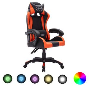 vidaXL Racestoel met RGB LED-verlichting kunstleer oranje en zwart