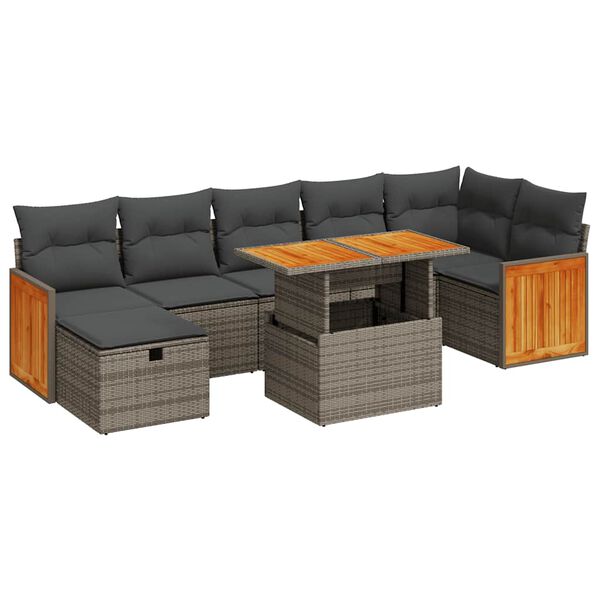 vidaXL 5-delige Loungeset met kussens poly rattan grijs