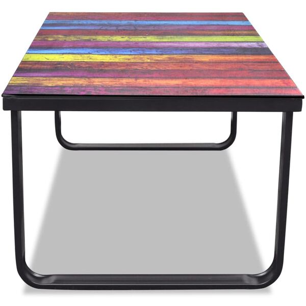 vidaXL Salontafel met regenboog-print glazen tafelblad