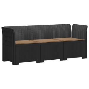 vidaXL 3-zits tuinbank met kussens in rattanlook PP Antraciet