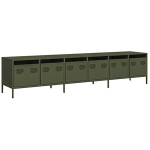 vidaXL Tv-meubel 202x39x43,5 cm koudgewalst staal olijfgroen