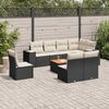 vidaXL 9-delige Loungeset met kussens poly rattan zwart