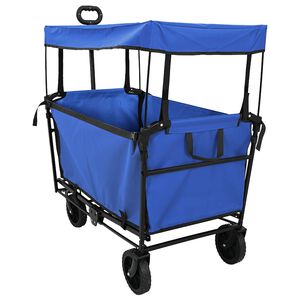 vidaXL Vouwbare winkelwagentje met remmen Zwart 105 x 56,5 x 116 cm