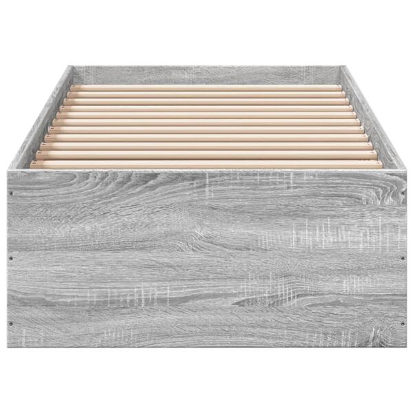 vidaXL Bedframe bewerkt hout grijs sonoma eikenkleurig 75x190 cm