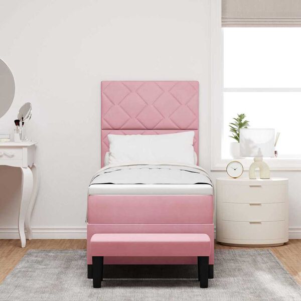 vidaXL Boxspring bed met matras Roze 80 x 200 cm Fluweel