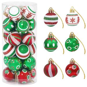 vidaXL Kerstballen set 72 st Rood, wit en groen &Oslash; 3 cm Kunststof
