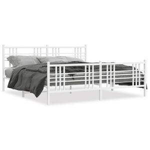 vidaXL Bedframe met hoofd- en voeteneinde metaal wit 183x213 cm