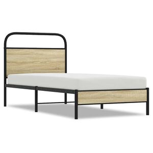 vidaXL Bedframe zonder matras bewerkt hout sonoma eikenkleur 75x190 cm