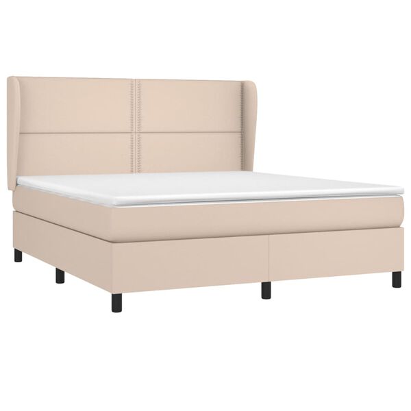 vidaXL Boxspring met matras kunstleer cappuccinokleurig 180x200 cm