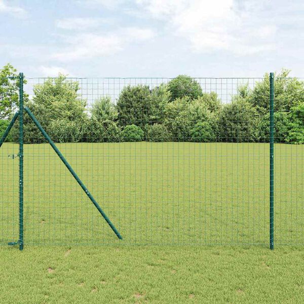 vidaXL Hek met Paal Groen 1,6 x 10 m Staal en PVC