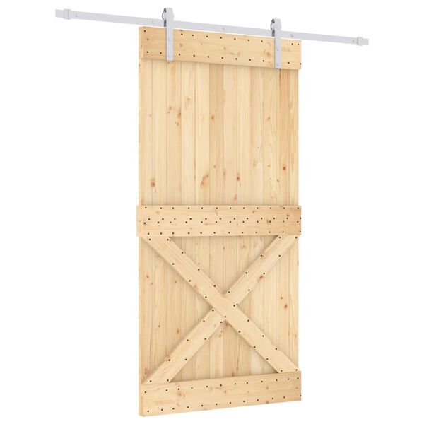 vidaXL Schuifdeur met beslag 100x210 cm massief grenenhout