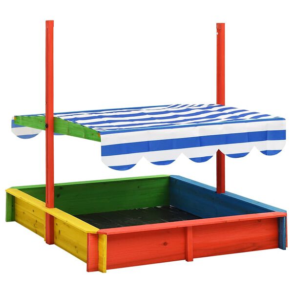 vidaXL Zandbak met verstelbaar dak UV50 vurenhout meerkleurig