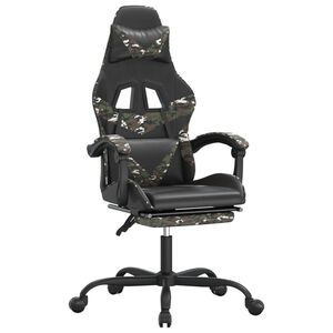 vidaXL gamestoel draaibaar met voetensteun kunstleer zwart&camouflage