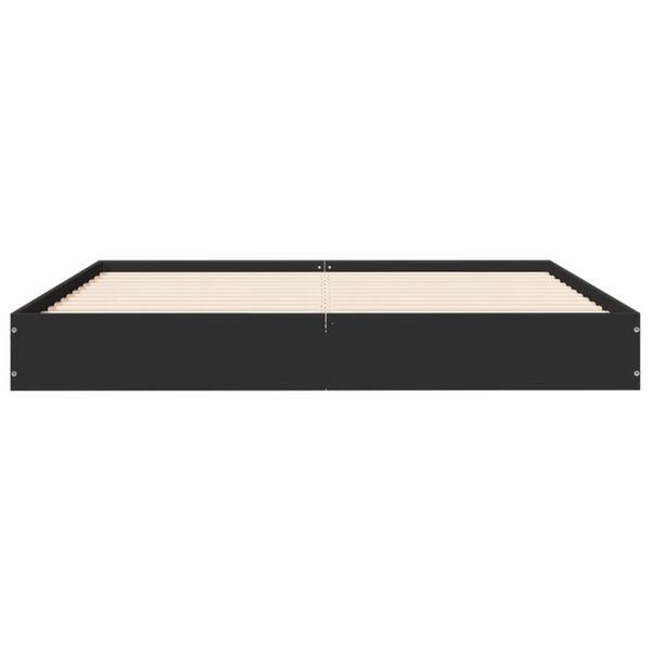 vidaXL Bedframe LED massief hout zwart 140x190 cm