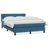 vidaXL Boxspring met matras fluweel donkerblauw 160x220 cm