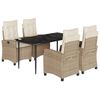 vidaXL 5-delige Tuinset met kussens poly rattan beige