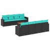 vidaXL 9-delige Loungeset met kussens poly rattan zwart