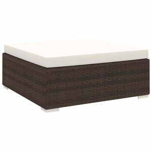 vidaXL Voetensteun 1 st met kussen poly rattan bruin
