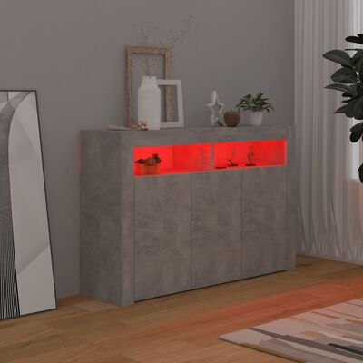 vidaXL Dressoir met LED-verlichting 115,5x30x75 cm betongrijs