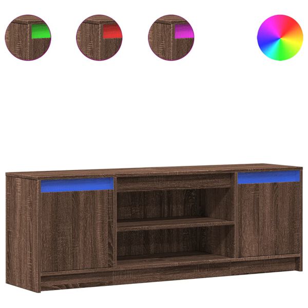 vidaXL Tv-meubel met LED 139,5x34x50 cm bewerkt hout bruin eikenkleur