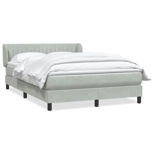 vidaXL Boxspring met matras fluweel lichtgrijs 160x210 cm