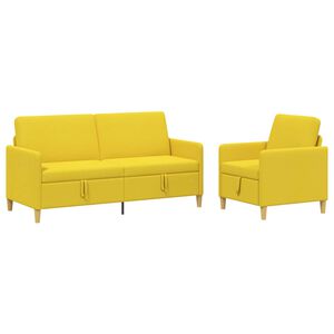 vidaXL Bankenset met opbergruimte 2 st Lichtgeel Polyester