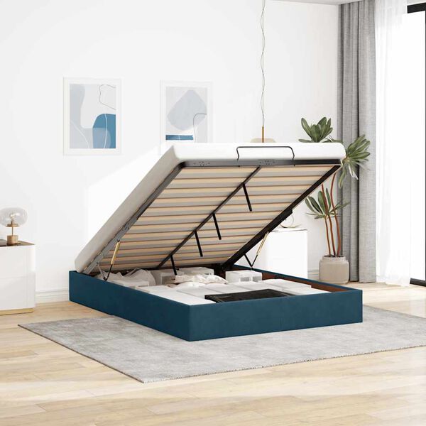 vidaXL Ottoman bedframe zonder matras 140x190 cm fluweel donkerblauw
