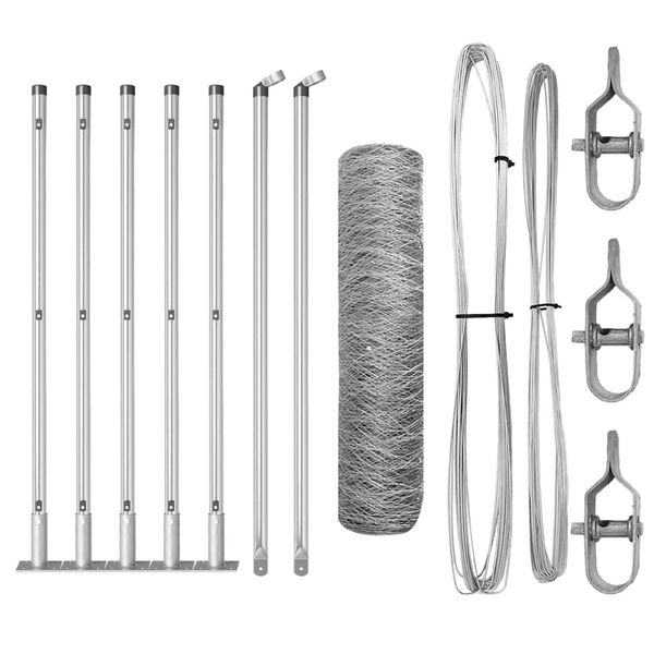 vidaXL Afrasteringspaal Zilver 10 x 0,5 m (50 mm gaas) Staal