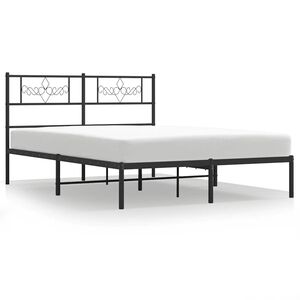 vidaXL Bedframe met hoofdbord metaal zwart 135x190 cm