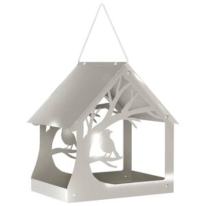 vidaXL Hangend vogelvoederhuisje Roestvrij staal zilver