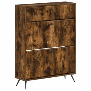 vidaXL Schoenenkast BREDA 78 x 24 x 103 cm Bewerkt hout Gerookt eiken