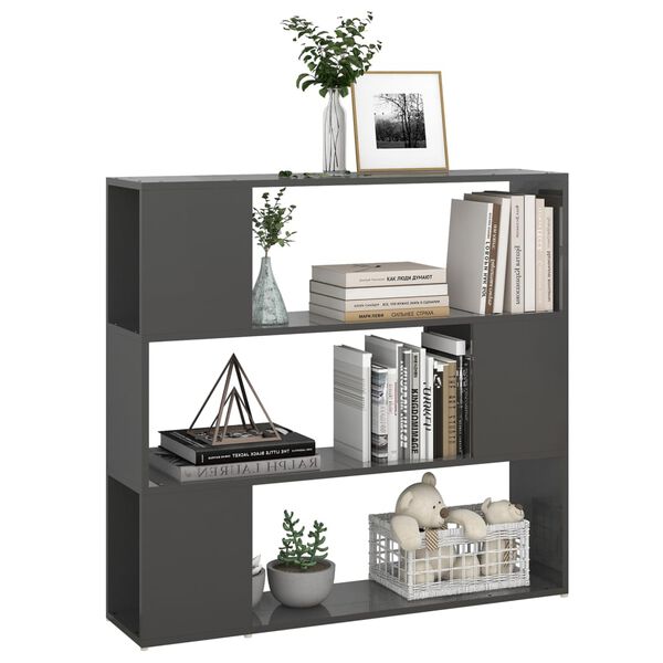 vidaXL Boekenkast/kamerscherm 100x24x94 cm hoogglans grijs